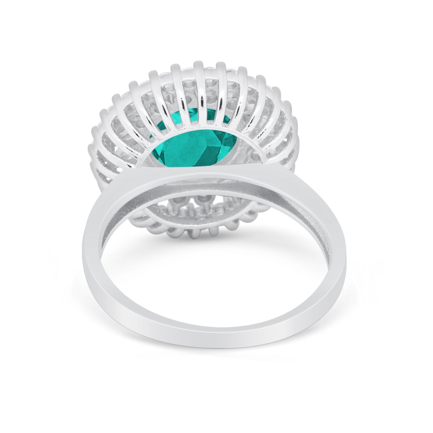 Cocktail Round Simulated Paraiba Tourmaline CZ Wedding Ring