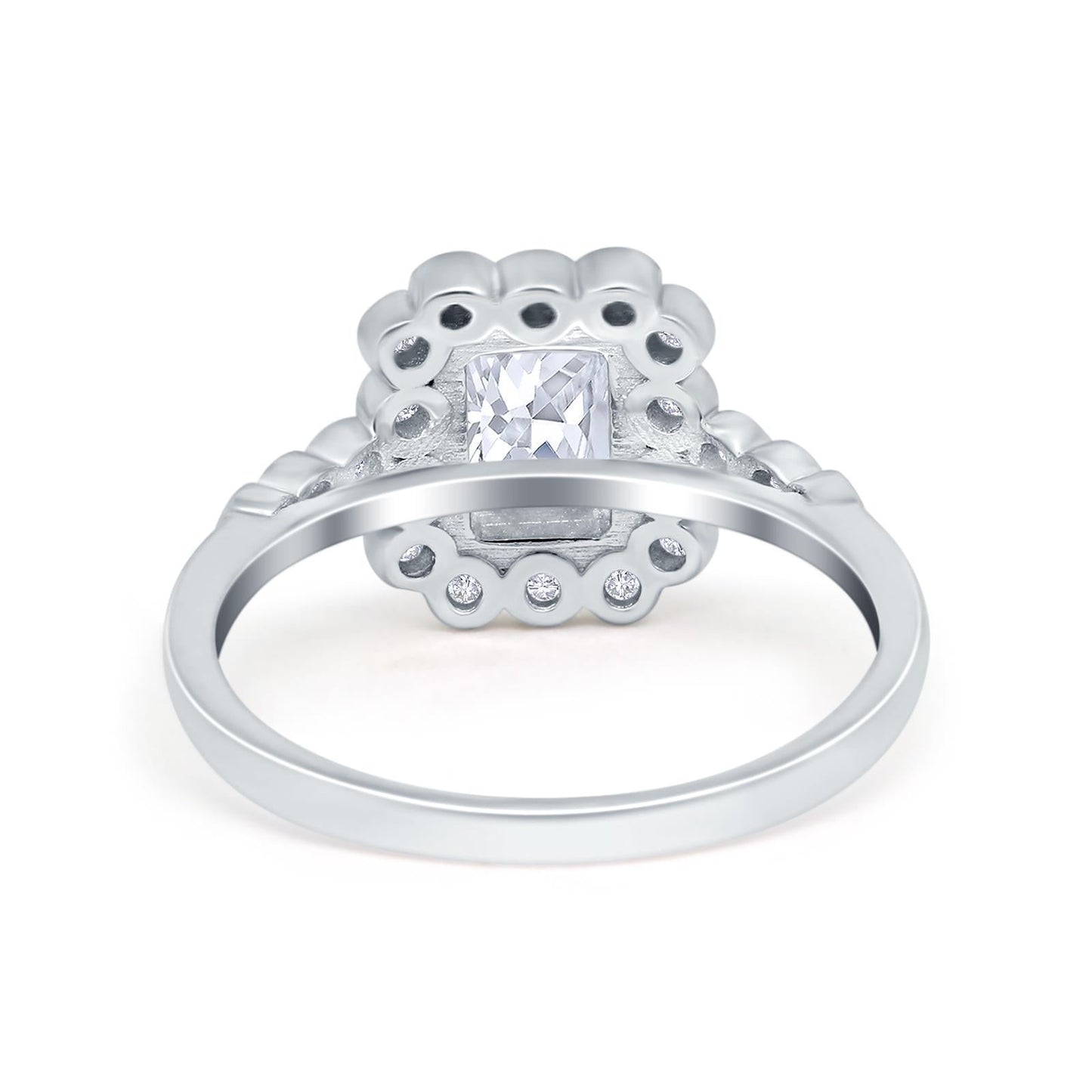 Halo Radiant Cut Wedding Ring Simulated Cubic Zirconia