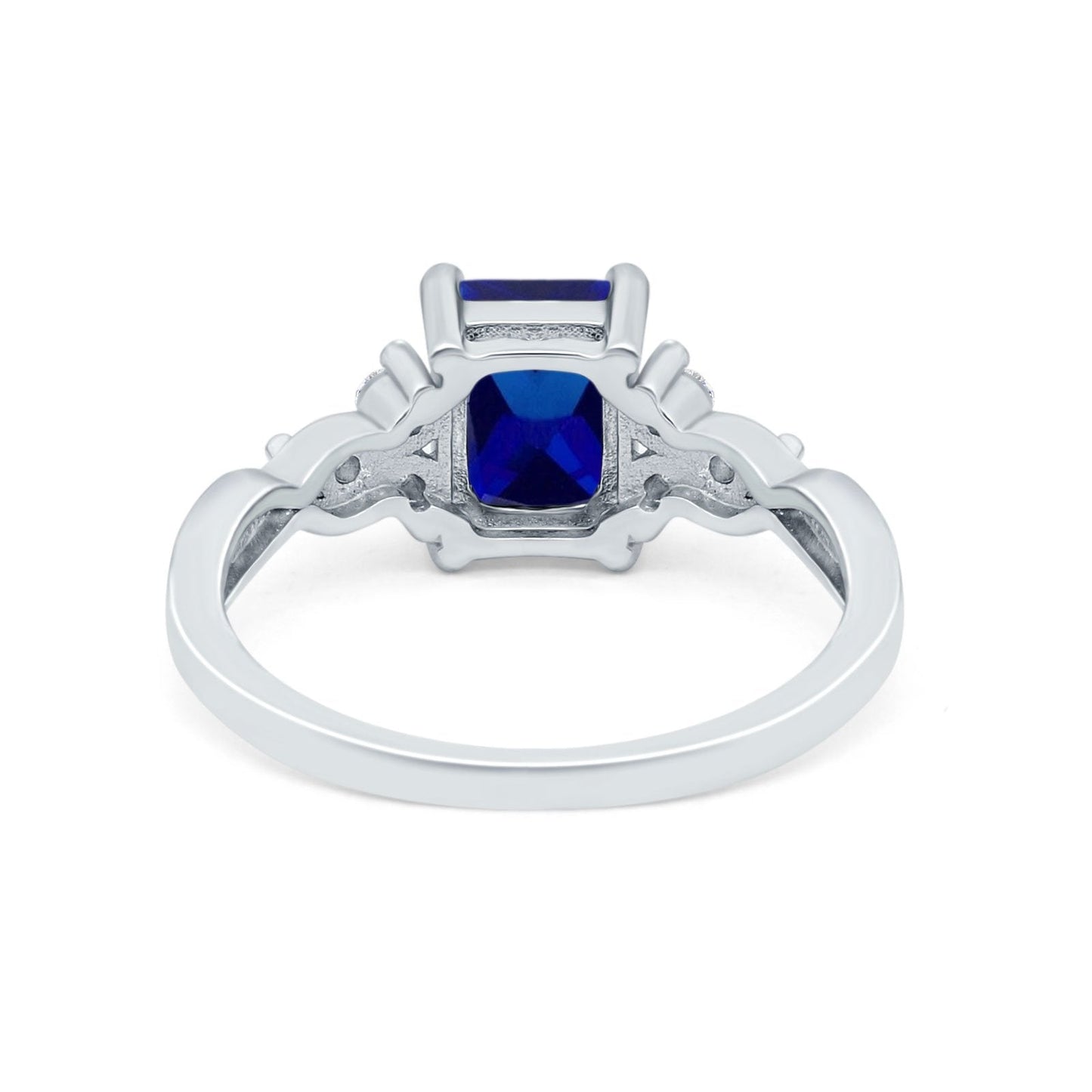 Emerald Cut Wedding Bridal Ring Simulated Blue Sapphire CZ