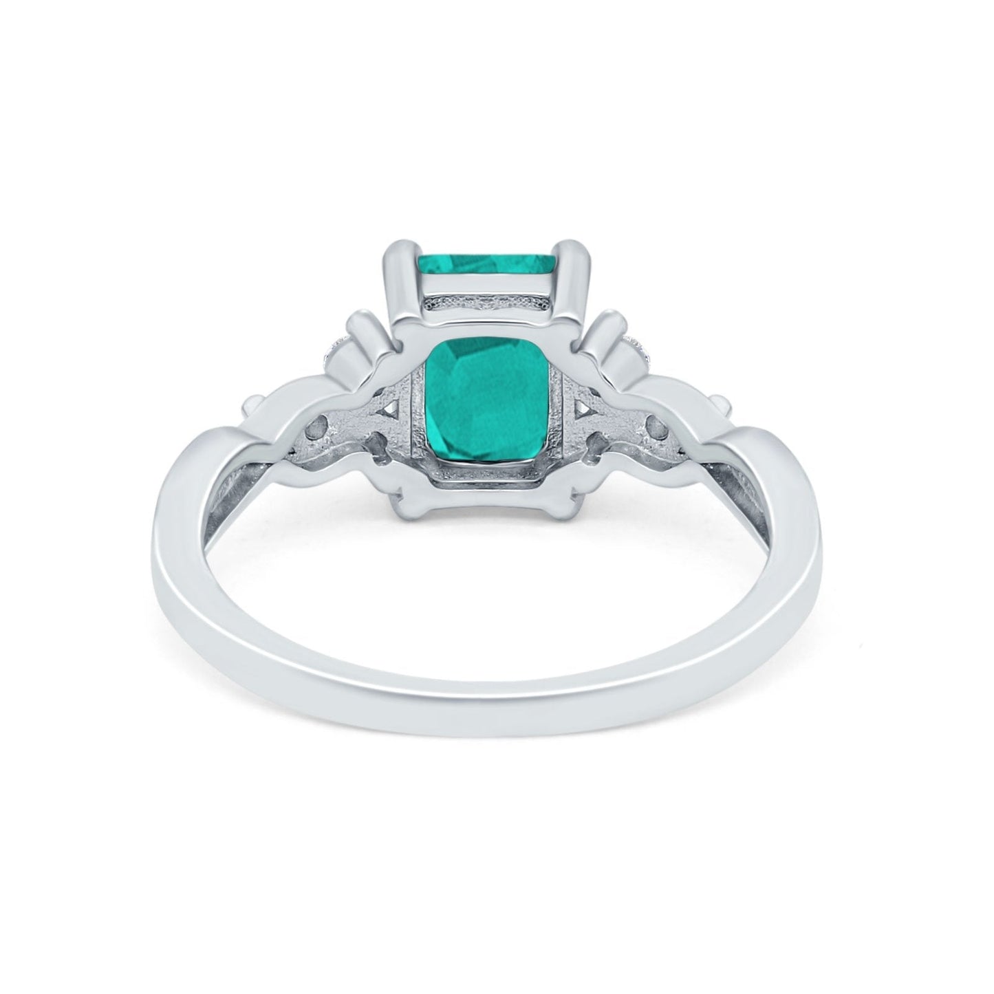 Emerald Cut Wedding Bridal Ring Simulated Paraiba Tourmaline CZ