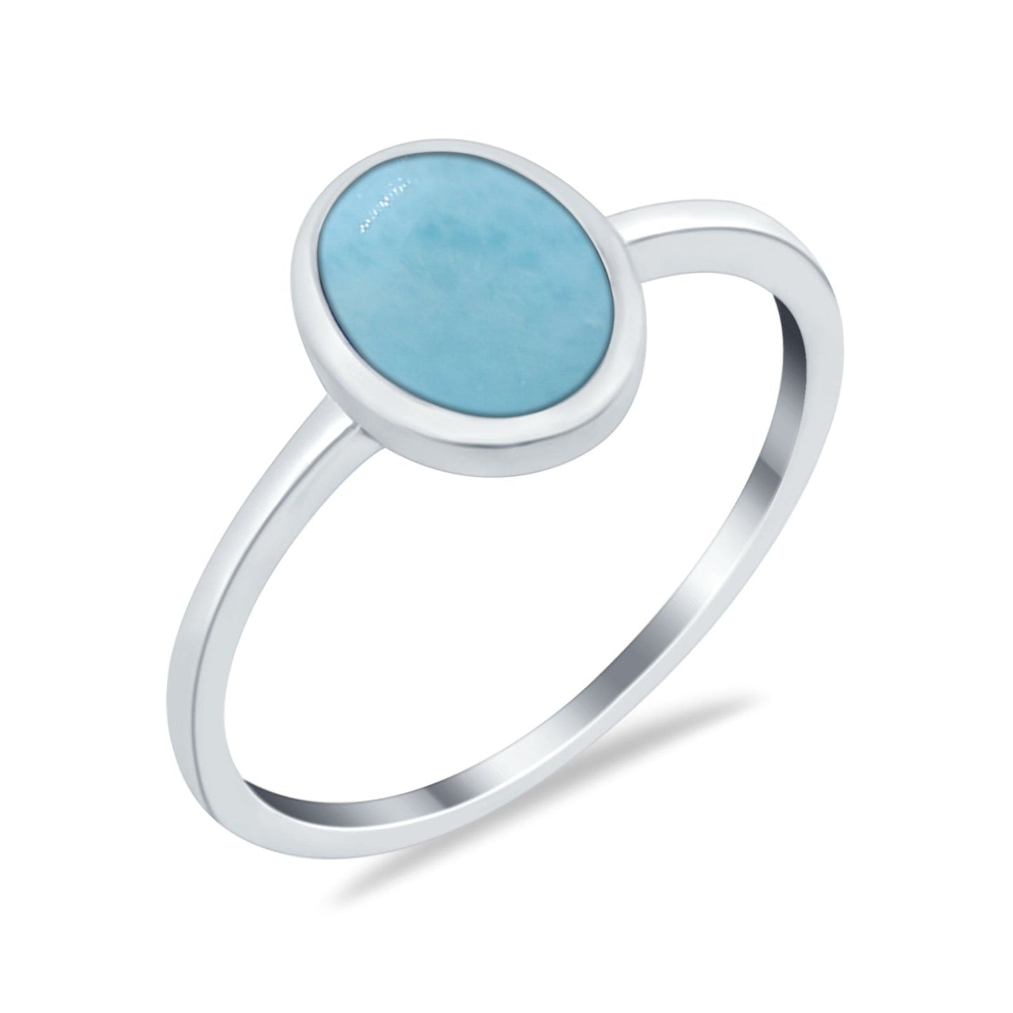 Solitaire Oval Simulated Larimar CZ Stone Thumb Ring