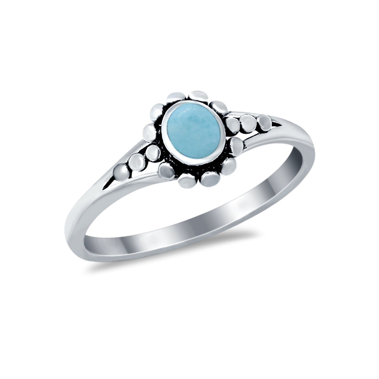 Bali Design Oxidized Style Simulated Larimar CZ Ring