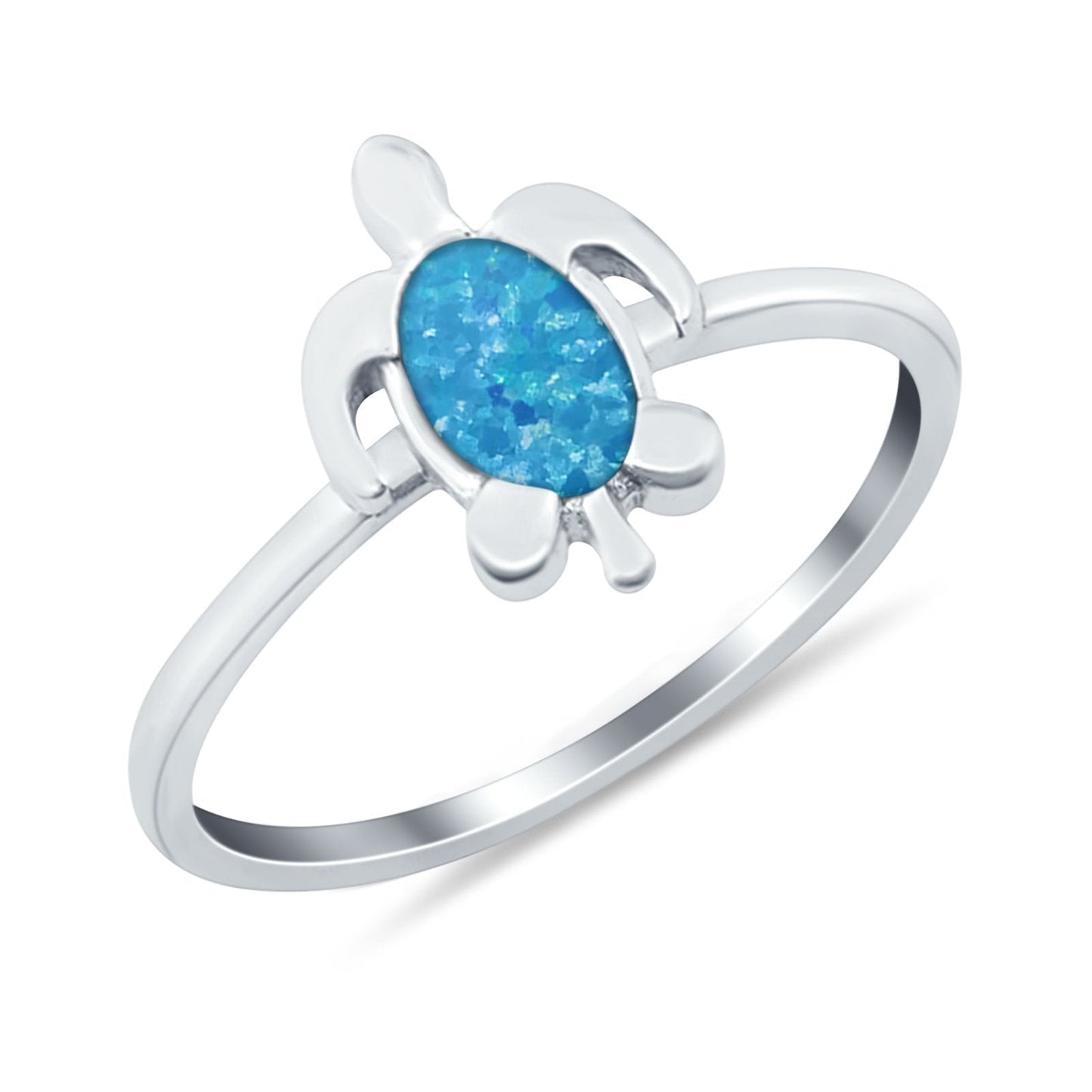 Turtle Lab Created Blue Opal Ring