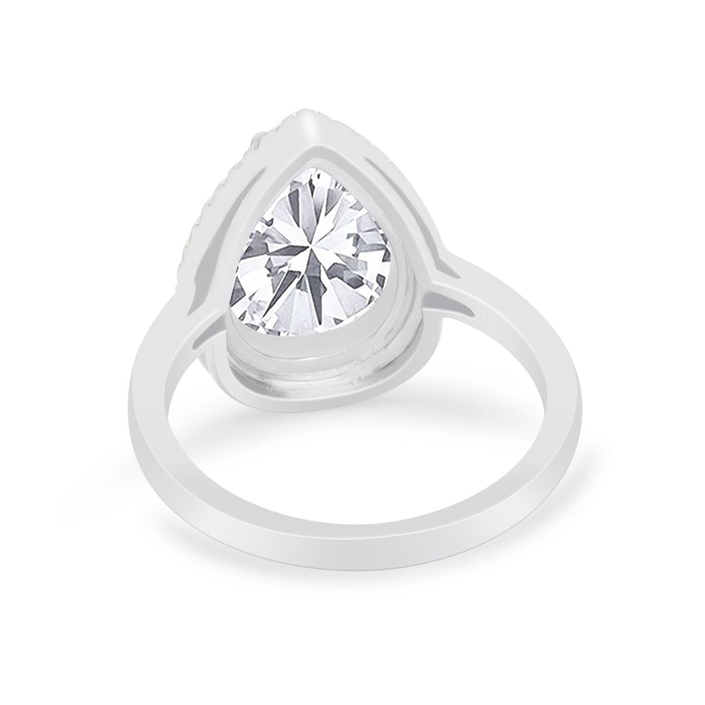 Halo Teardrop Wedding Ring Pear Simulated Cubic Zirconia