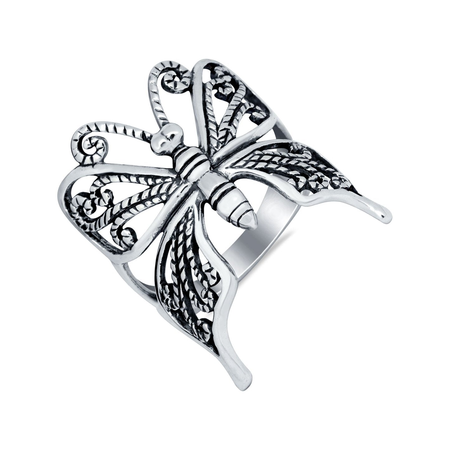 Butterfly Filigree Oxidized Ring