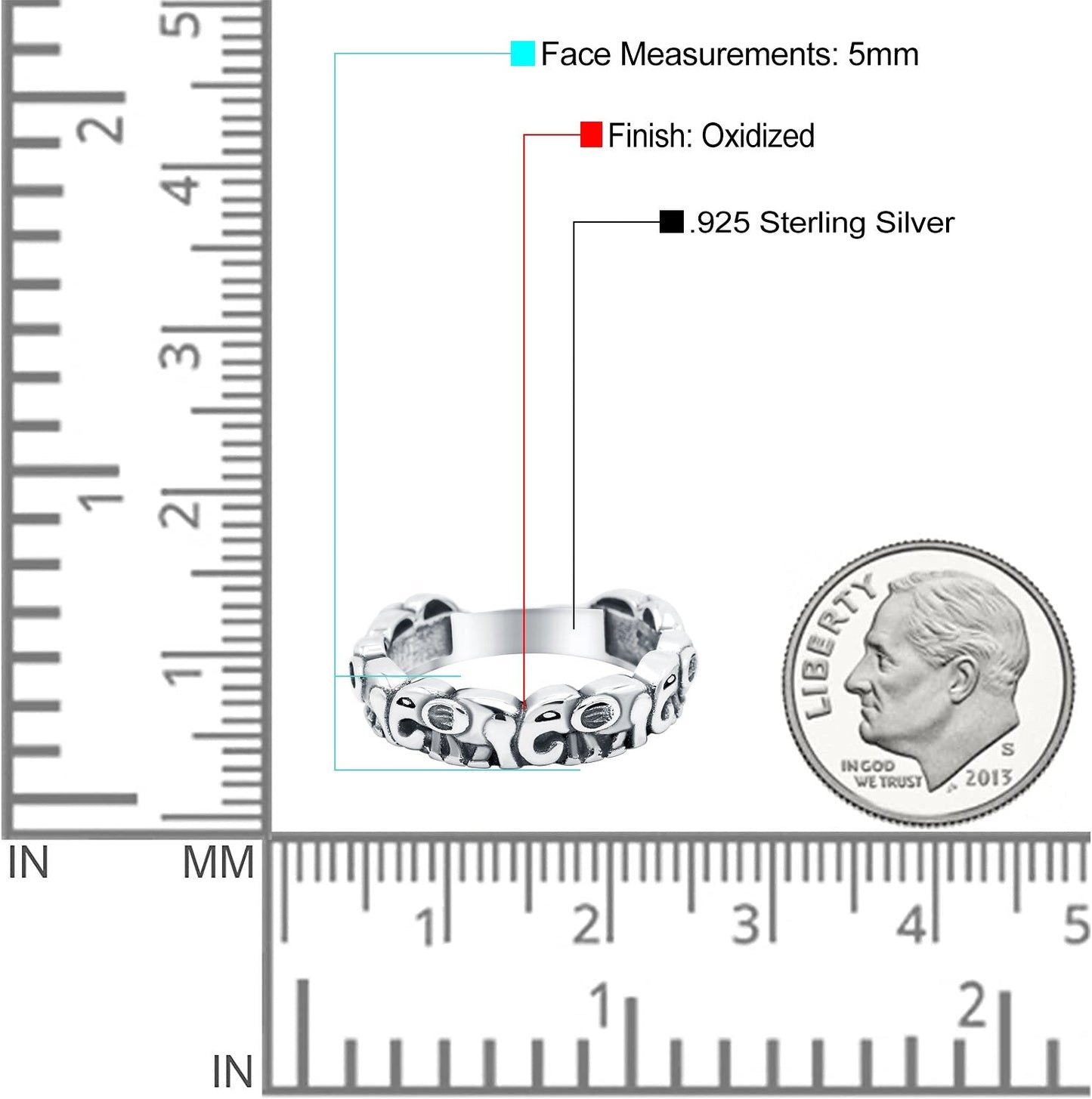 Elephants Ring Oxidized Band (5mm)