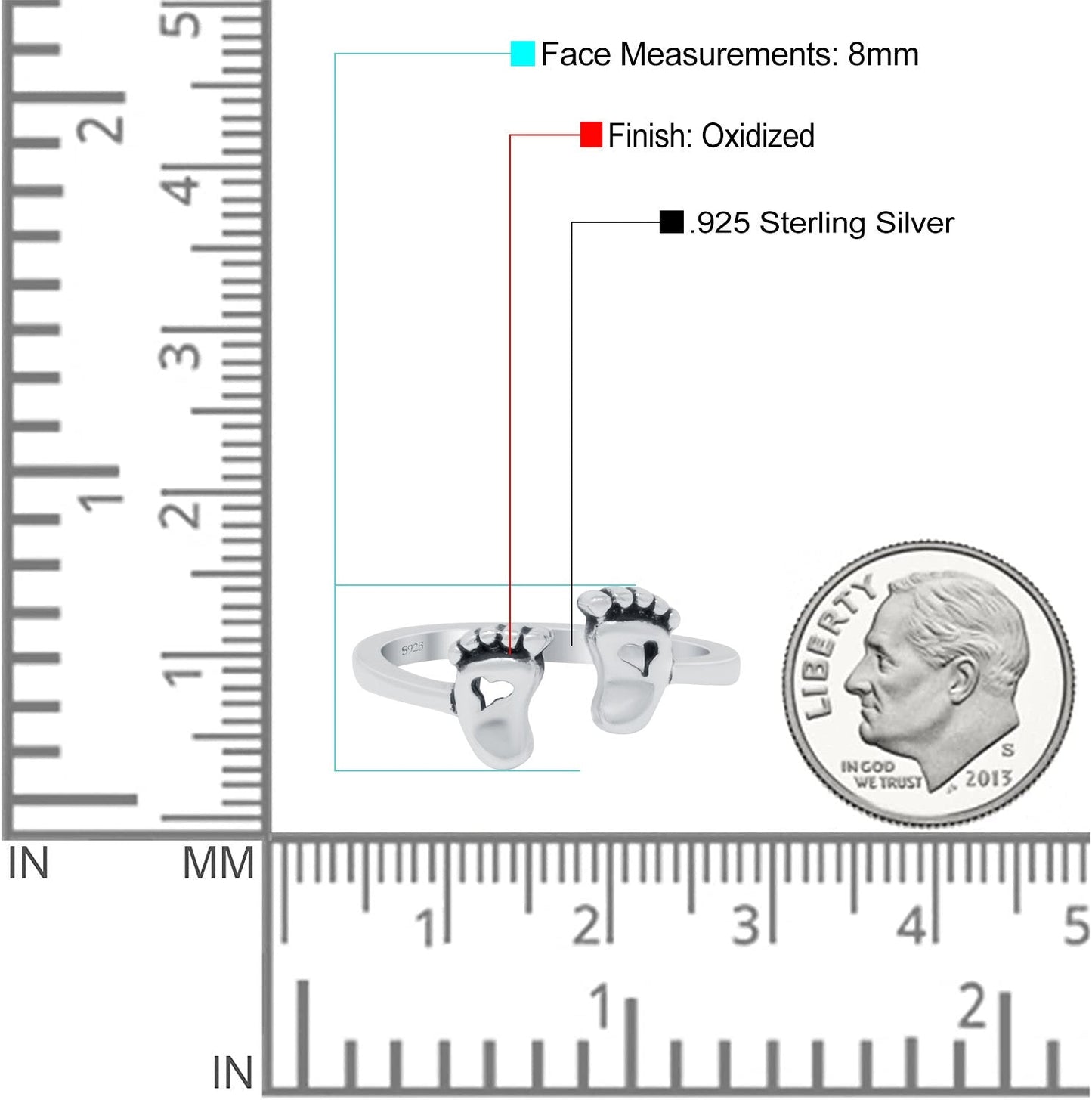 Baby Feet Band Oxidized Thumb Ring