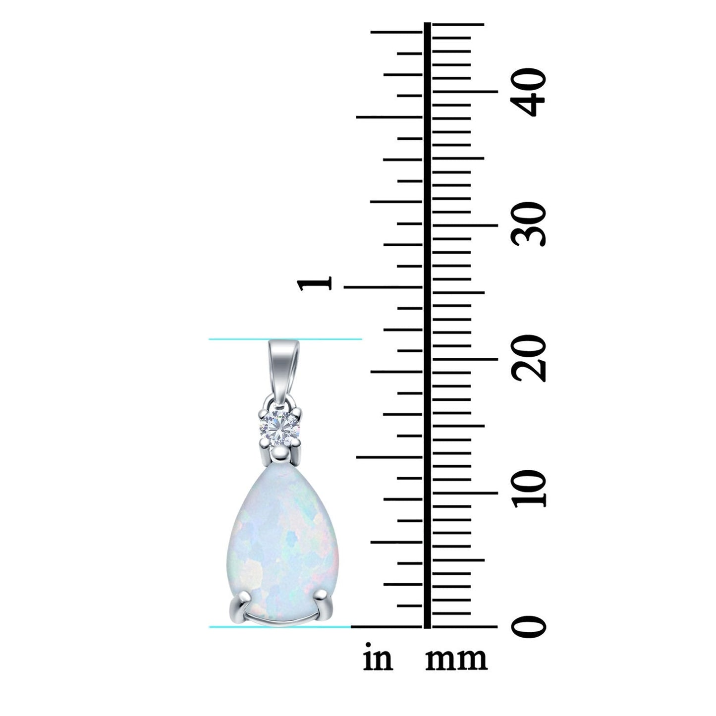 Pear Shape Lab Created White Opal Charm Pendant (21.5mm)