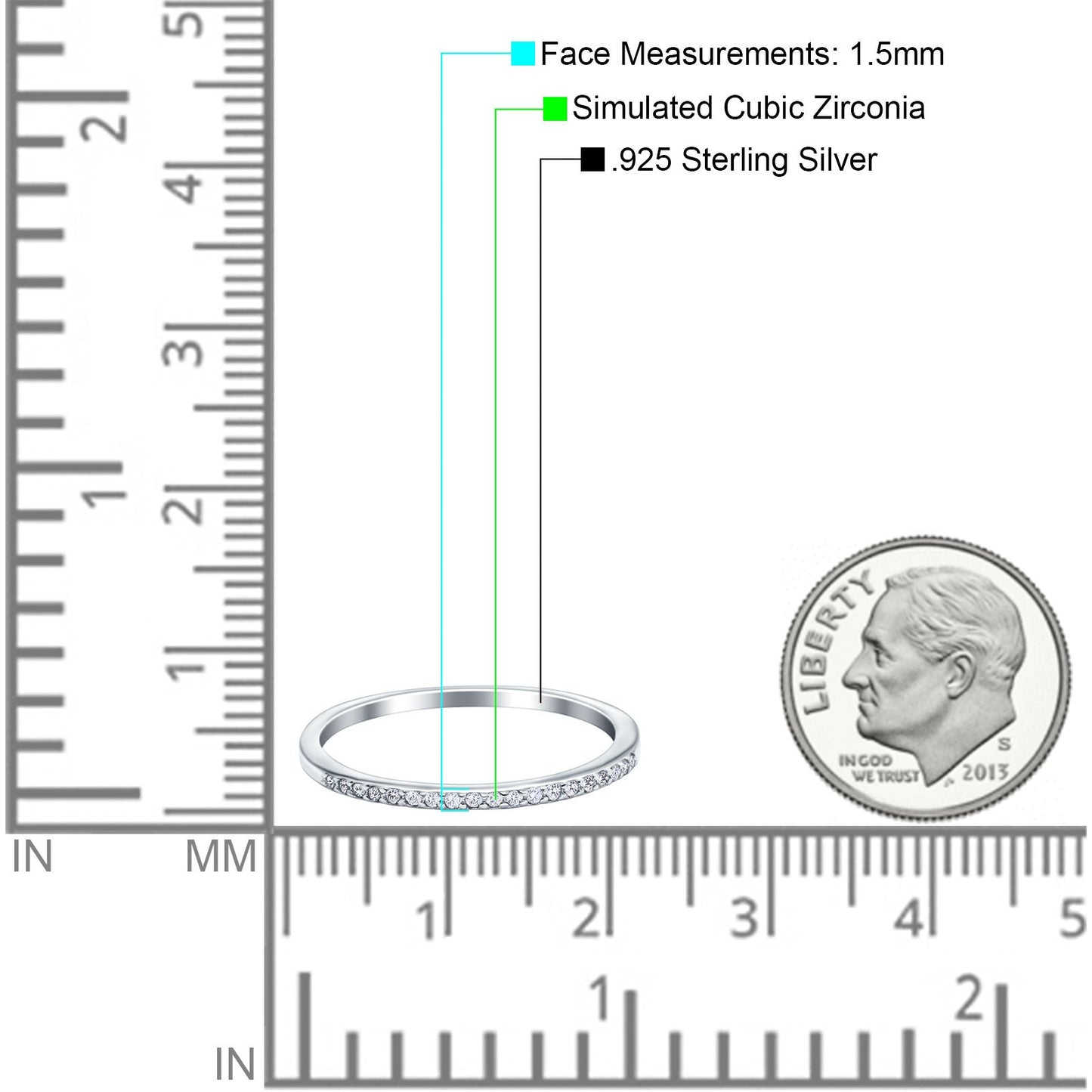 Half Eternity Wedding Band Simulated Cubic Zirconia