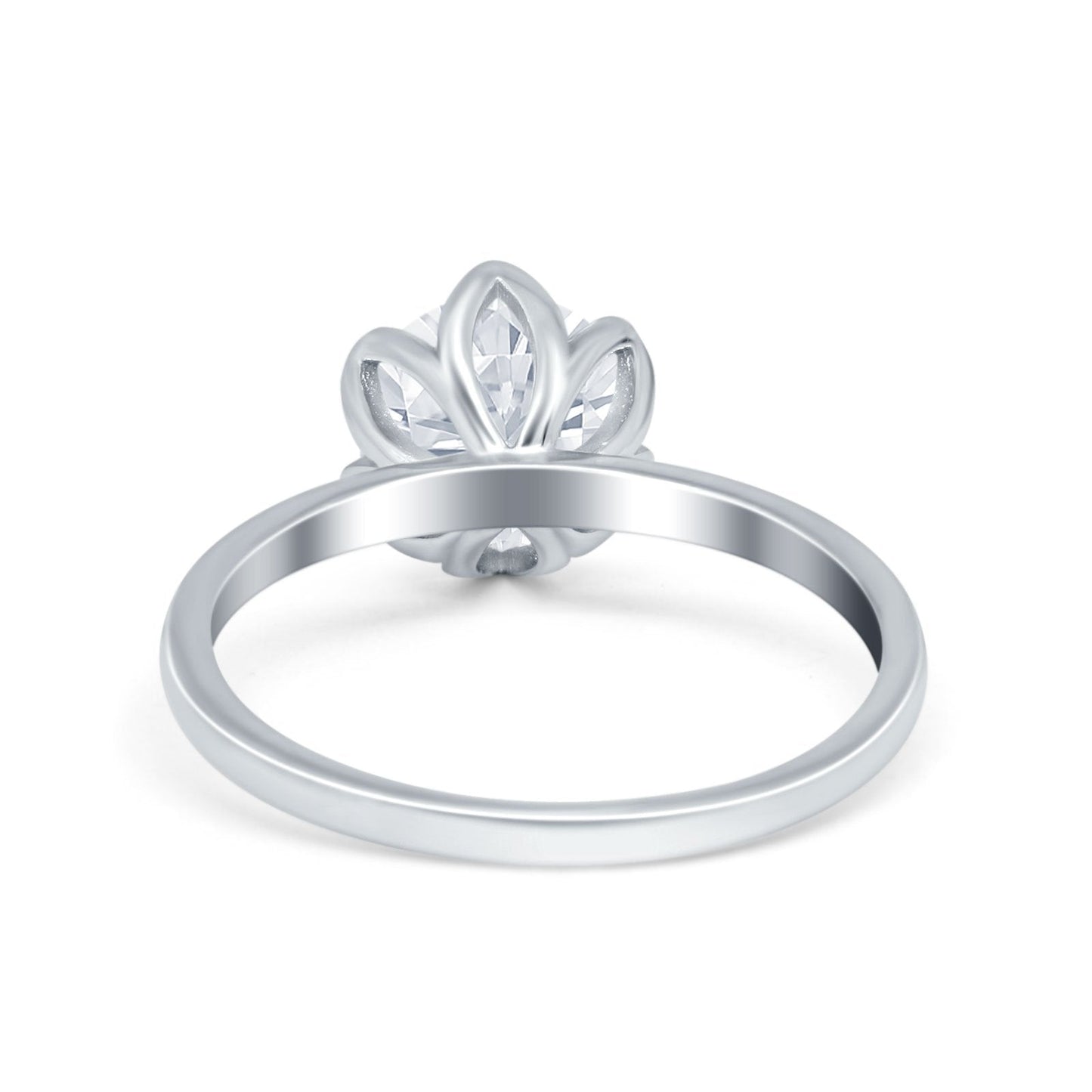 Flower Solitaire Simulated Cubic Zirconia Wedding Ring