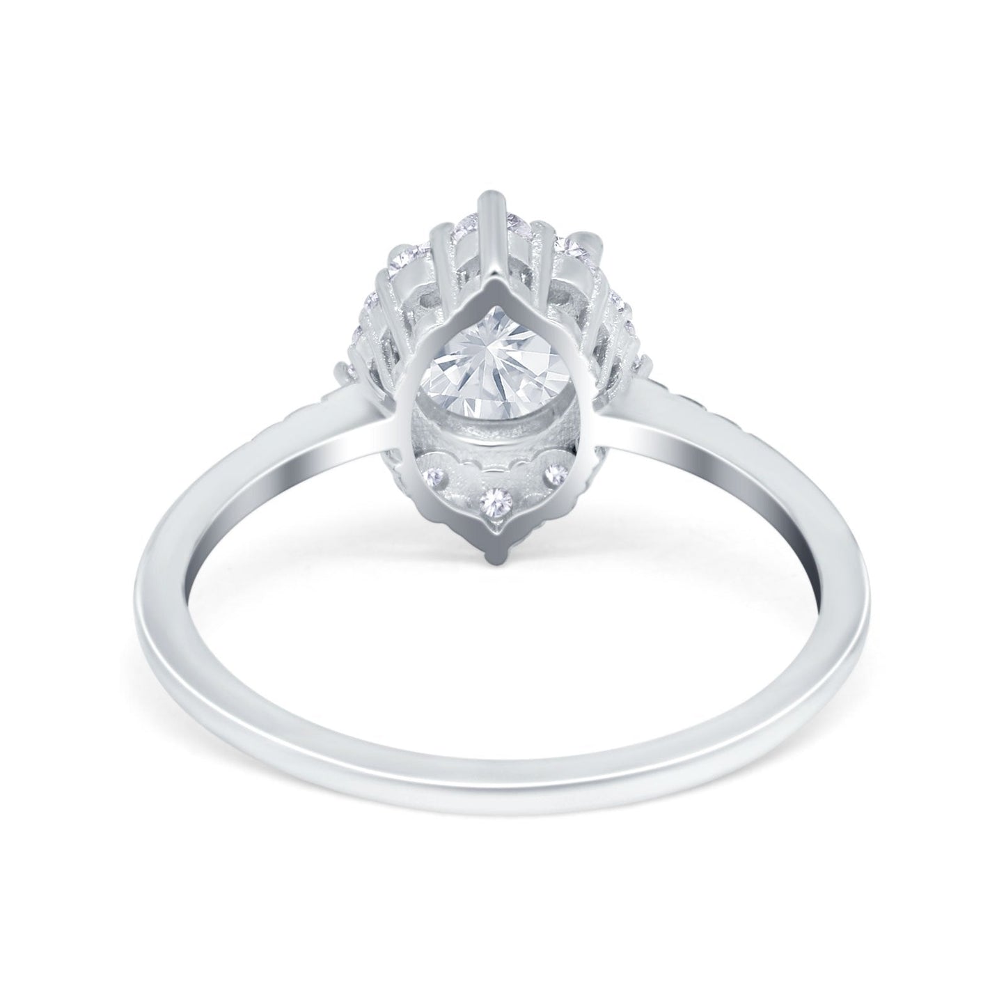 Halo Vintage Round Simulated Cubic Zirconia Engagement Ring