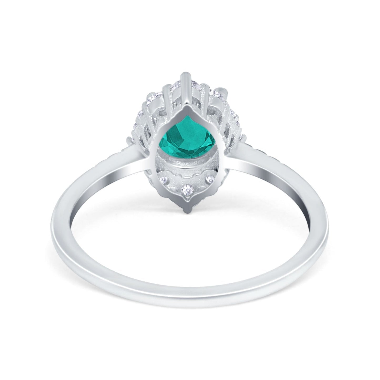 Vintage Halo Round Simulated Paraiba Tourmaline CZ Engagement Ring