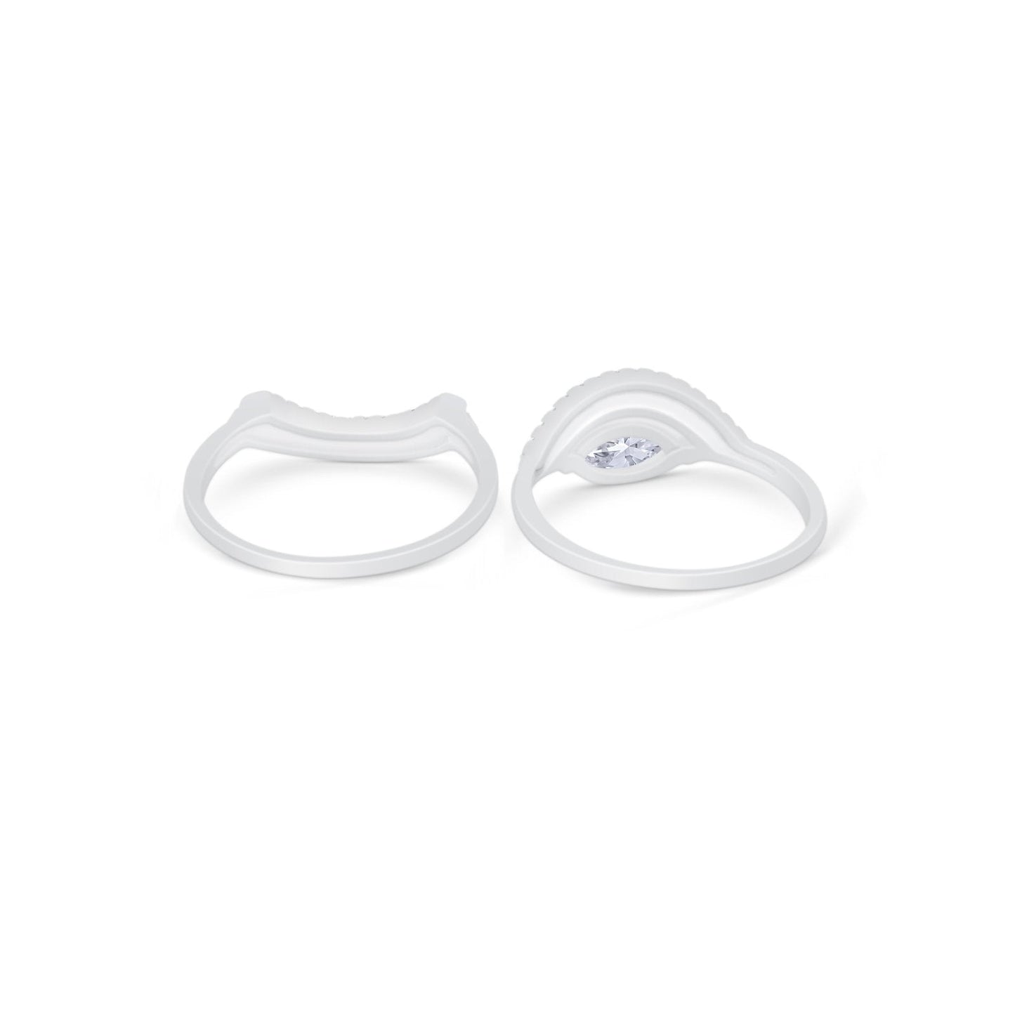 Two Piece Ring Band Round Simulated Cubic Zirconia