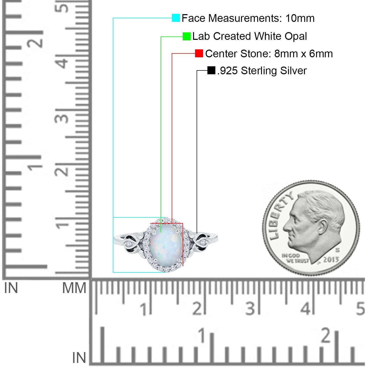 Oval Halo Lab Created White Opal Engagement Ring