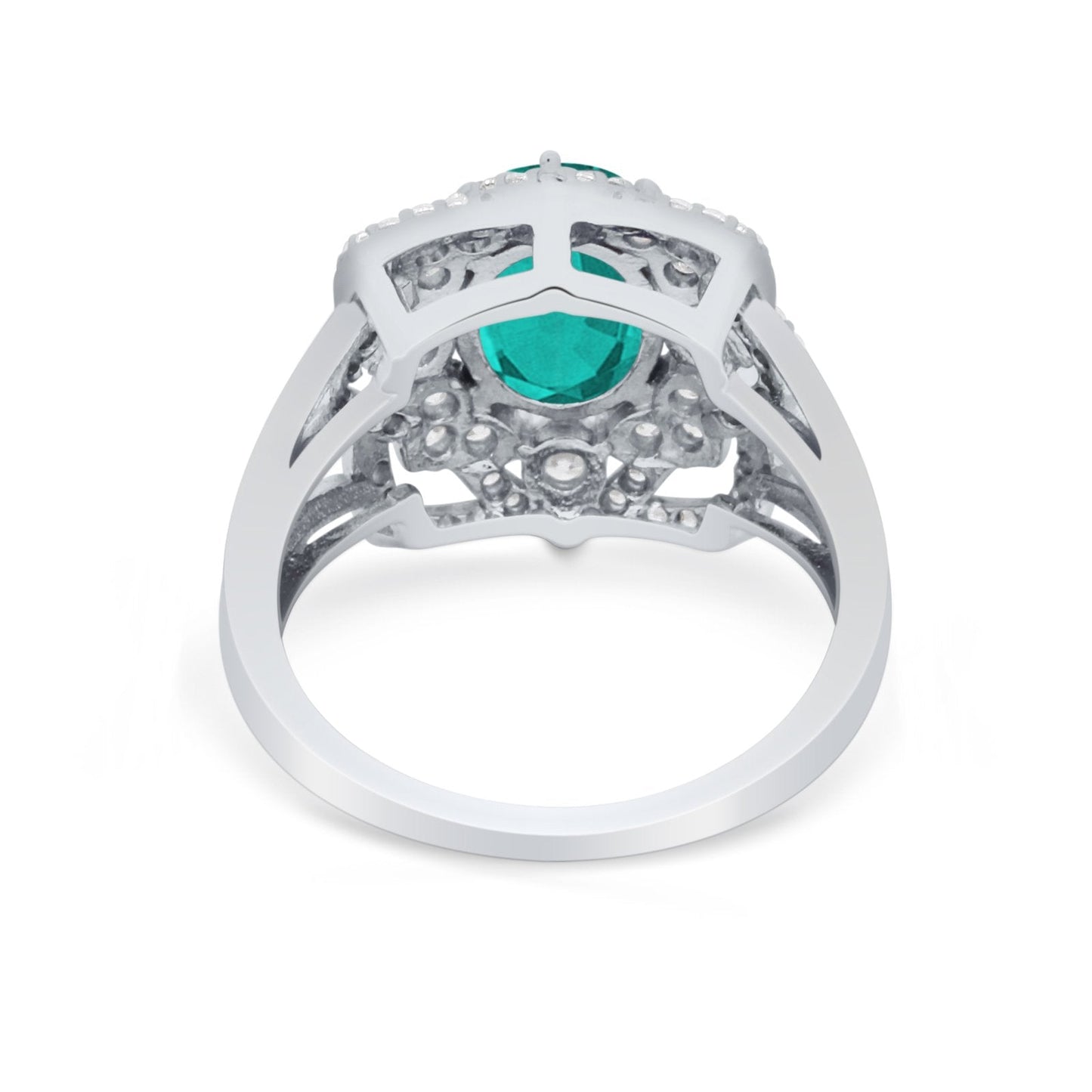 Art Deco Oval Wedding Ring Simulated Paraiba Tourmaline CZ