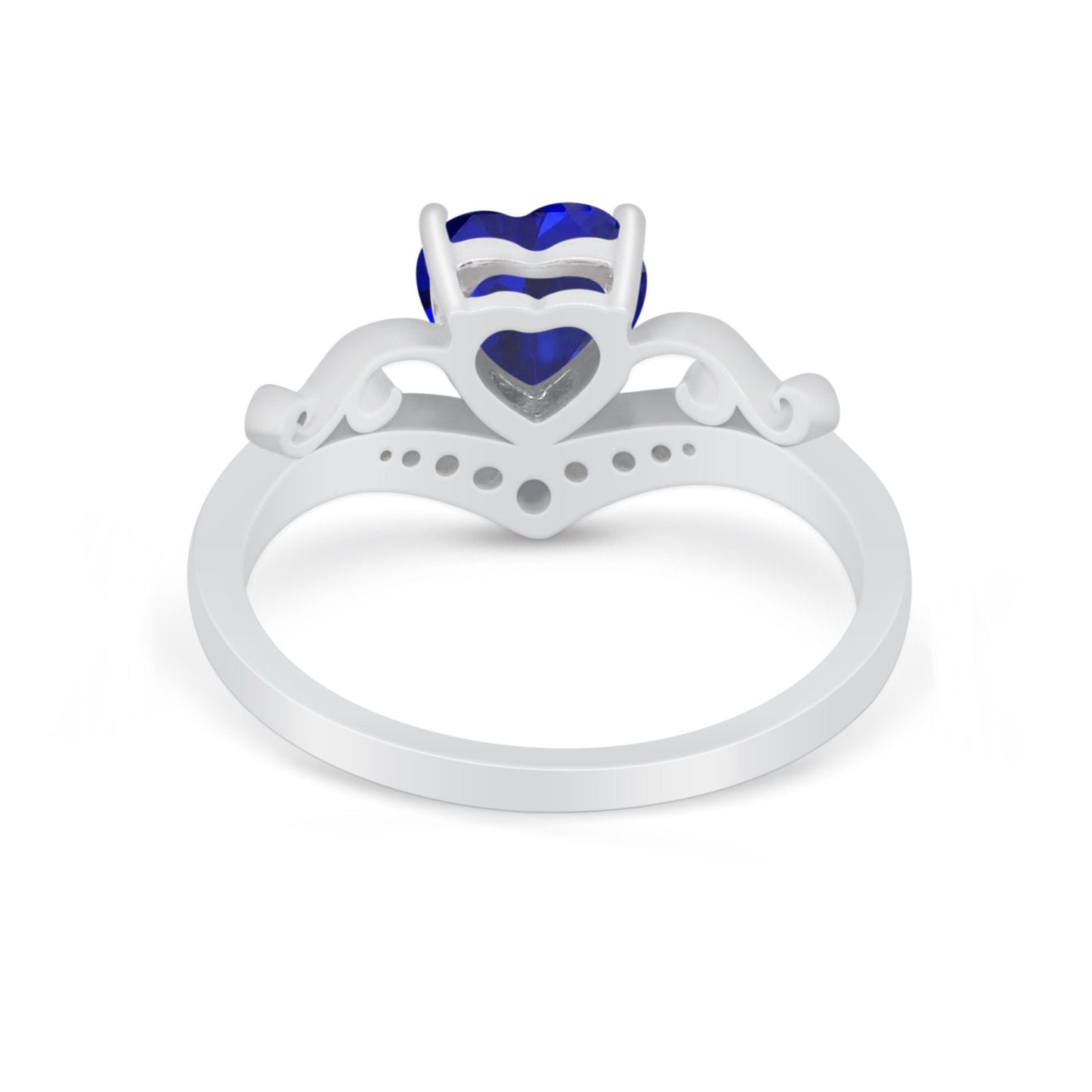 Heart Filigree Thumb Ring Round Simulated Blue Sapphire CZ