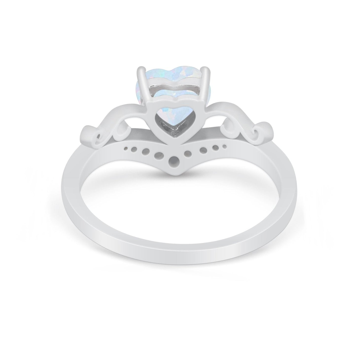 Heart Filigree Thumb Ring Round Lab Created White Opal