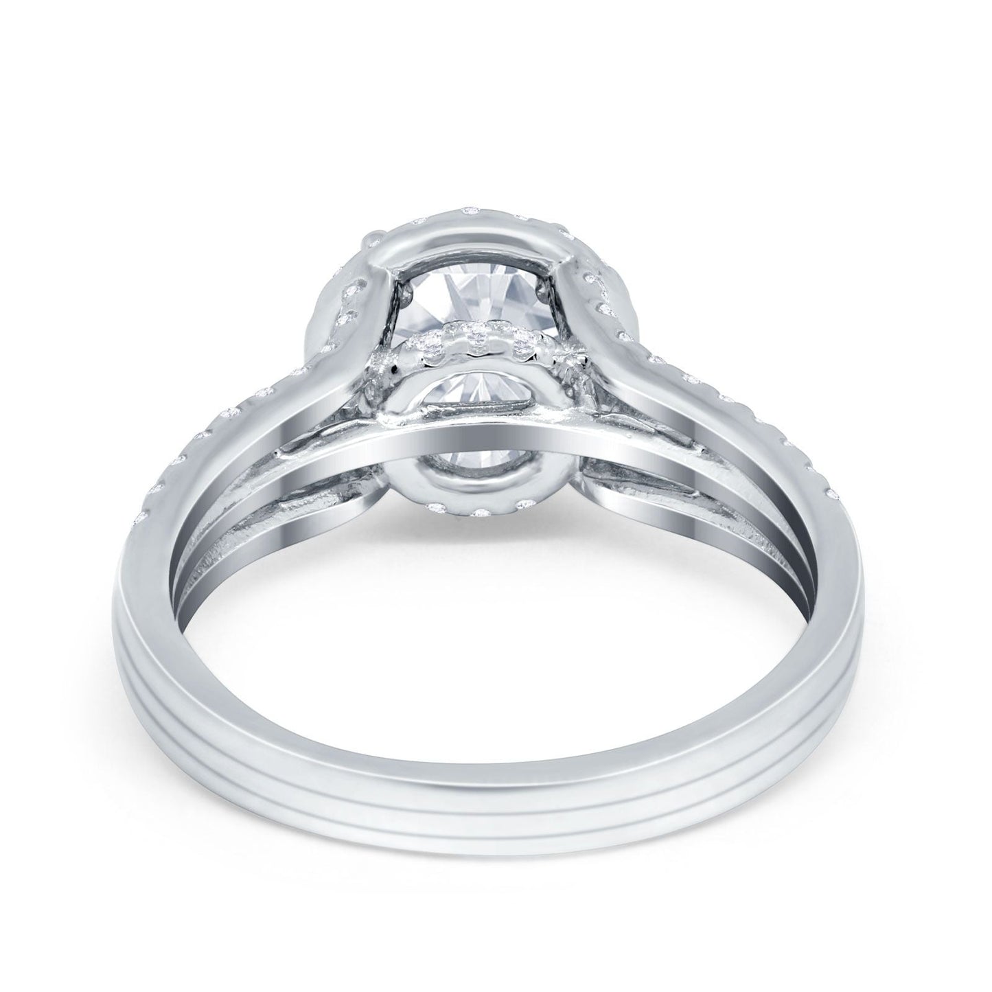 Halo Accent Dazzling Simulated CZ Engagement Ring