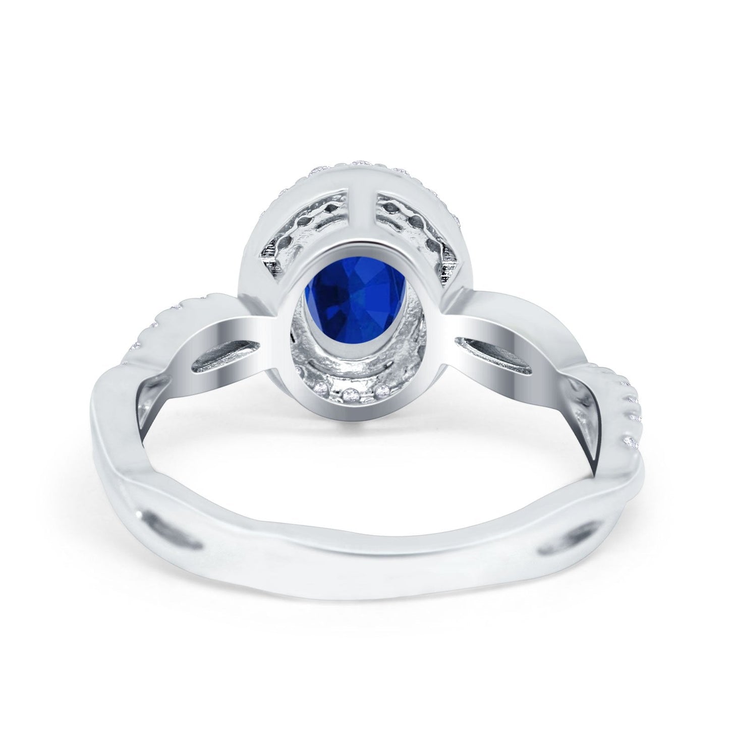 Halo Infinity Shank Engagement Ring Simulated Blue Sapphire CZ