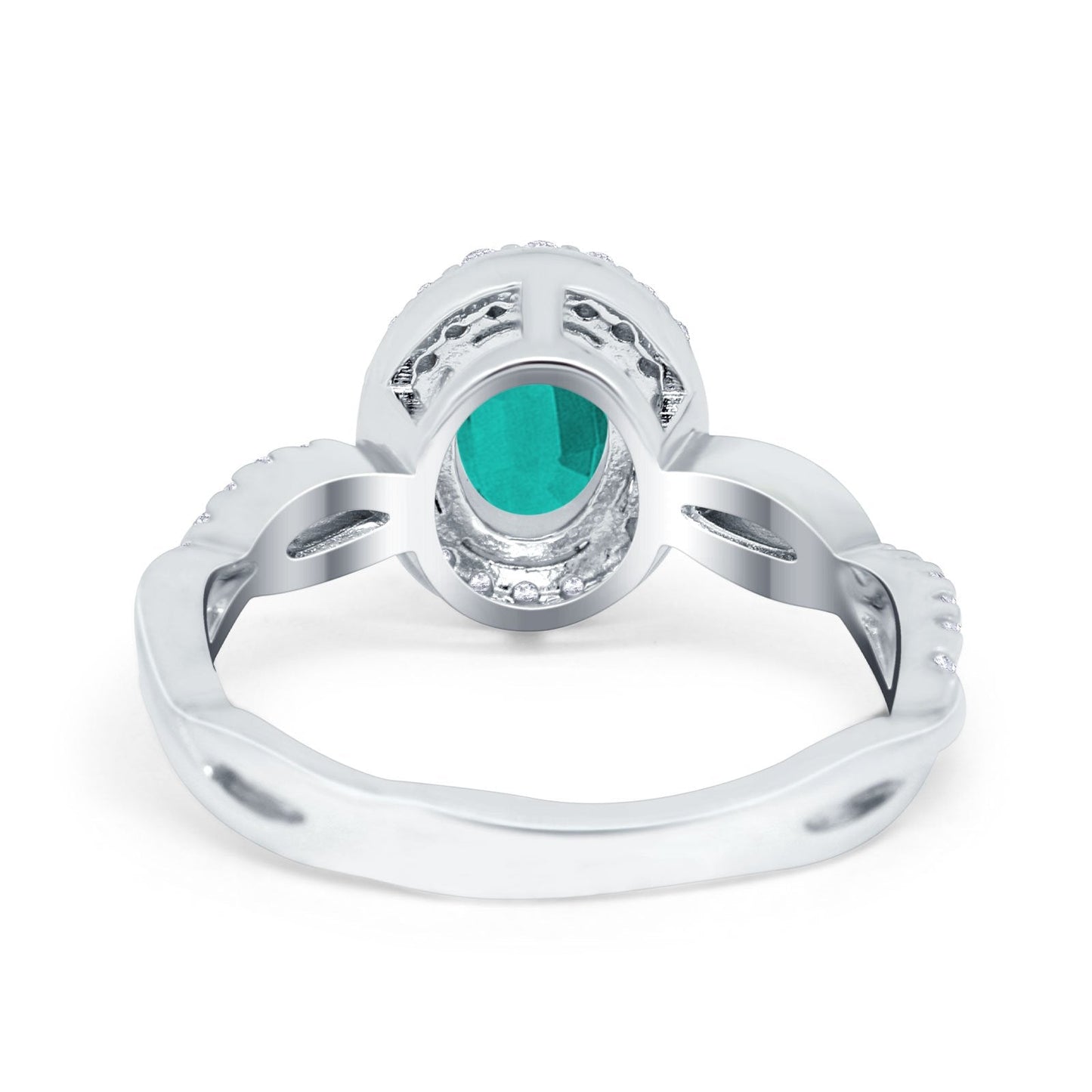 Halo Infinity Shank Engagement Ring Simulated Paraiba Tourmaline CZ