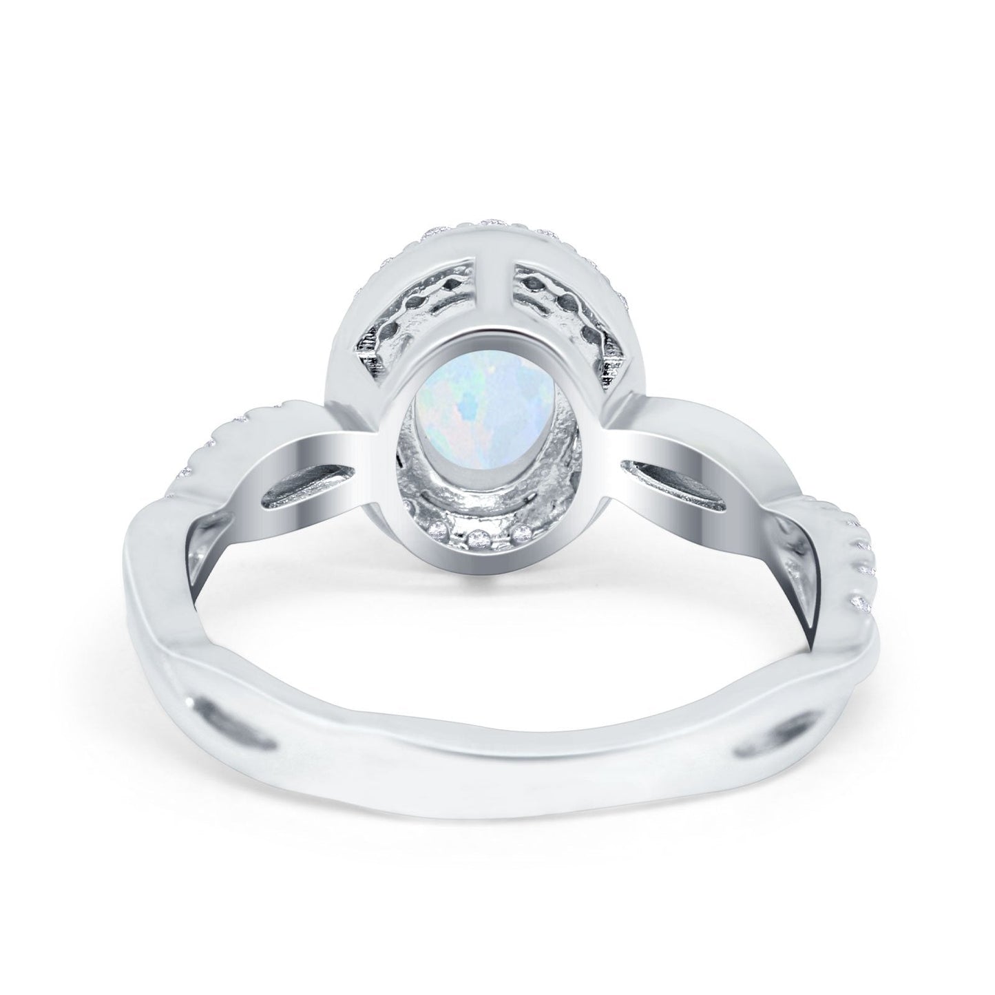 Halo Infinity Shank Engagement Ring Lab Created White Opal