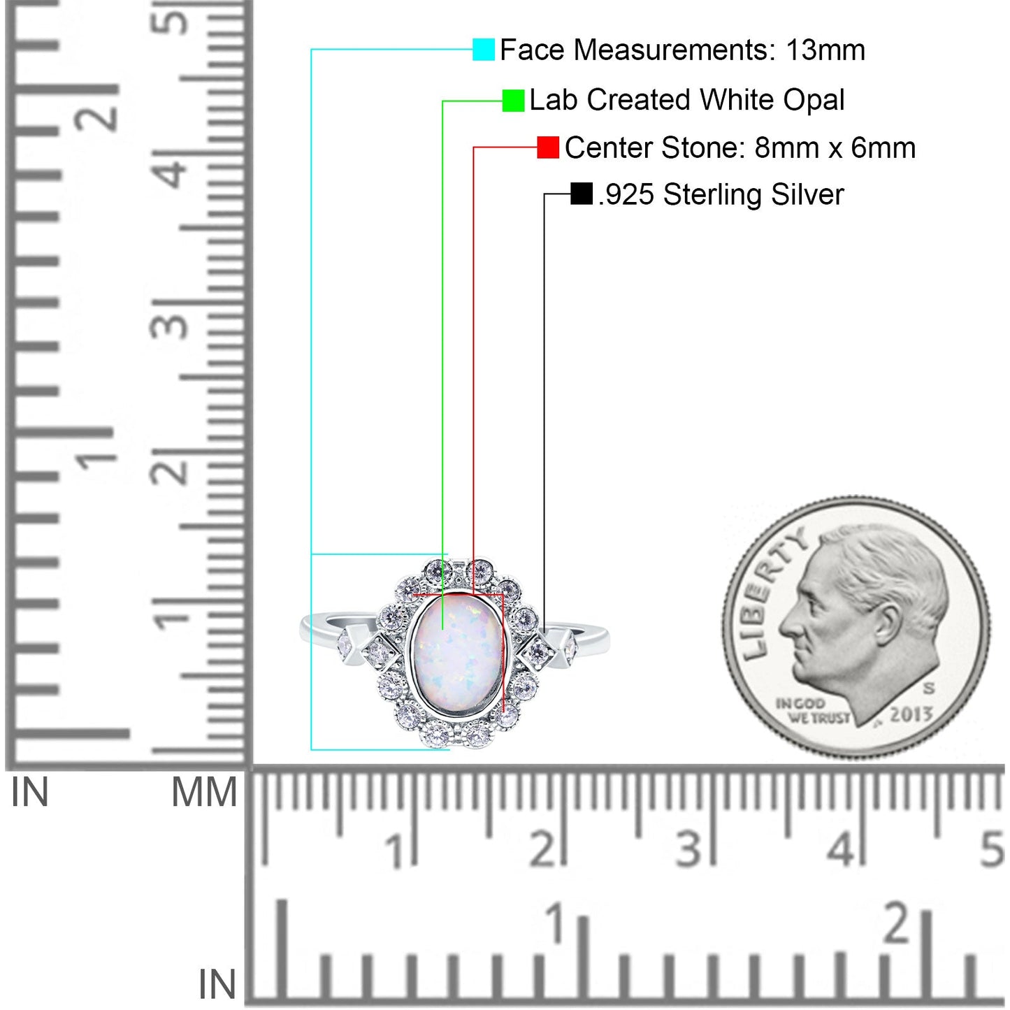 Halo Art Deco Wedding Ring Lab Created White Opal Oval Simulated CZ