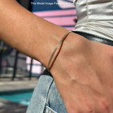 14K Gold 7" Open Bangle Round Natural Diamond Petite Cuff Bracelet