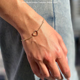 14K Gold 7" Open Heart Round Natural Diamond Bracelet