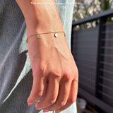 14K Gold 7" Yard Chain Charm Round Natural Diamond Bracelet