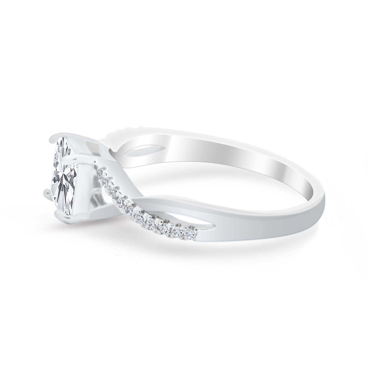 Infinity Shank Princess Cut CZ Engagement Ring