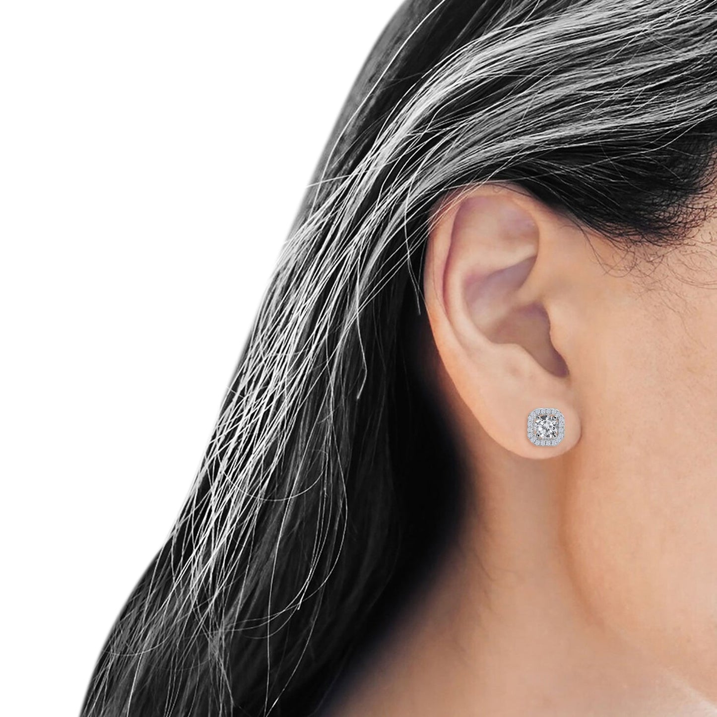 Cushion Cut Stud Earring