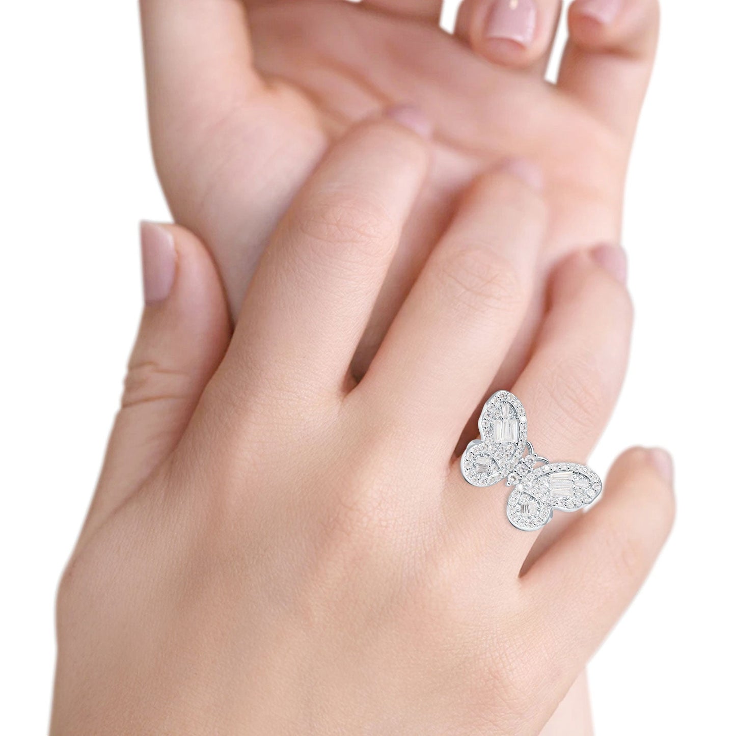 Cluster Baguette Cubic Zirconia Butterfly Ring