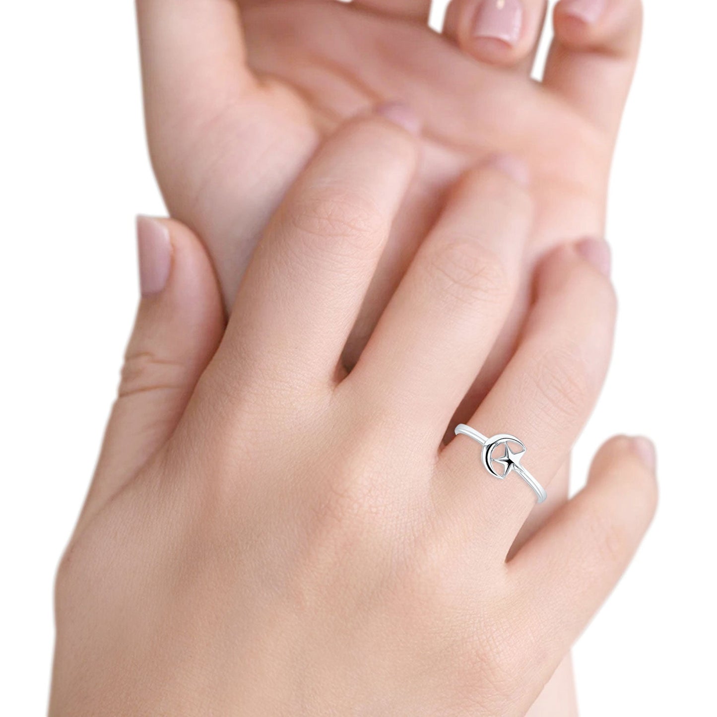 Crescent Moon & Star Ring