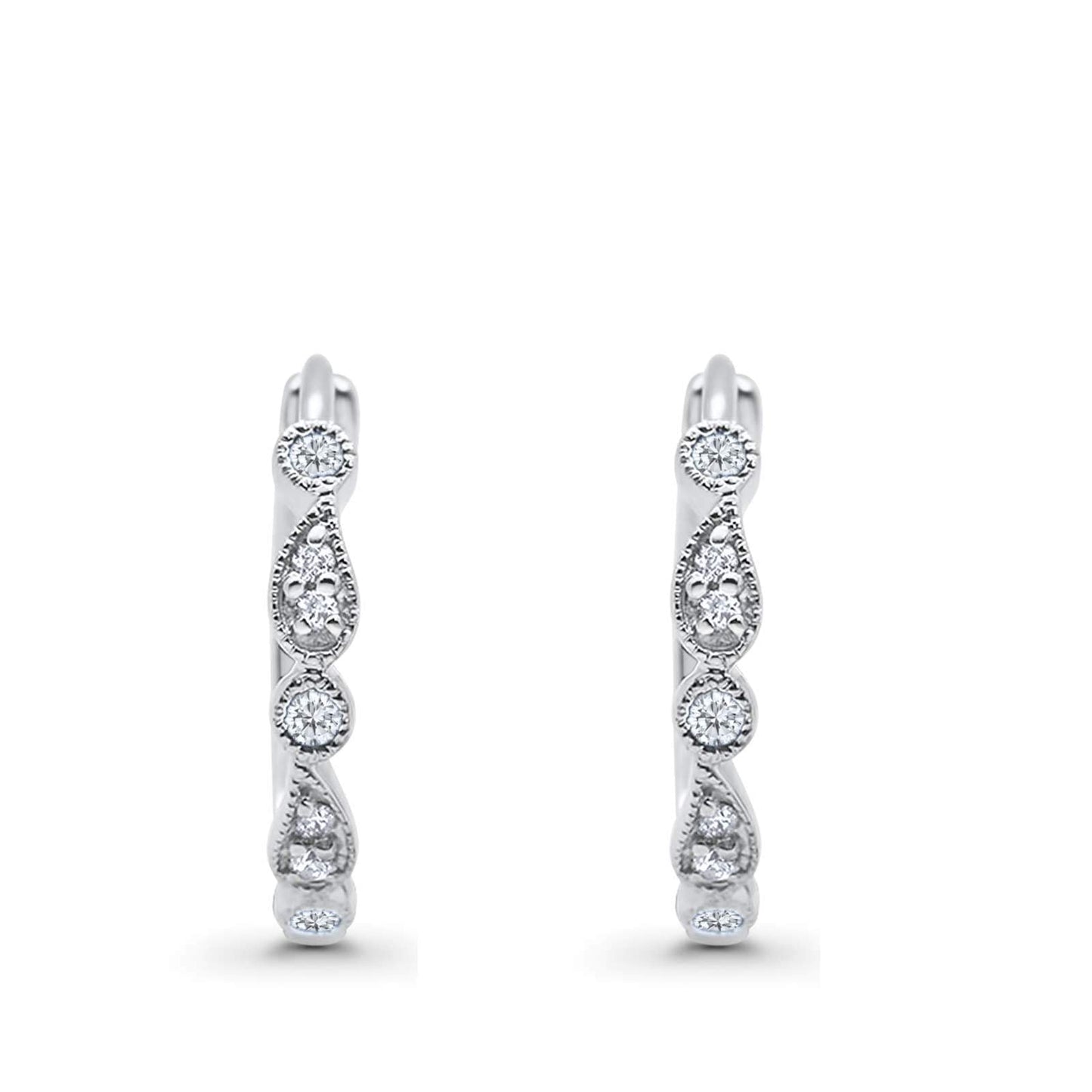 Round Simulated Cubic Zirconia Huggie Hoop Earrings