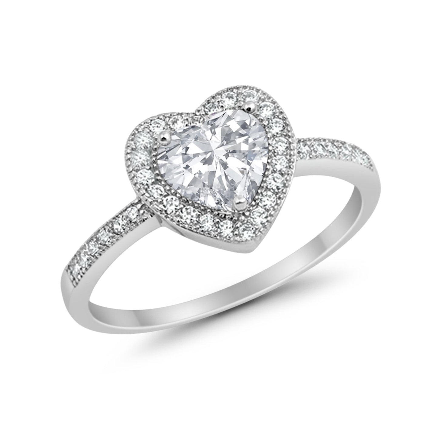 Halo Dazzling Heart Promise Ring Round Simulated CZ