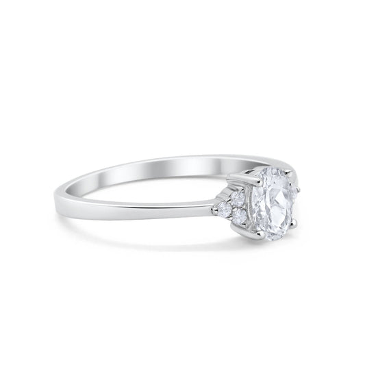 Art Deco Oval Simulated Cubic Zirconia Engagement Ring