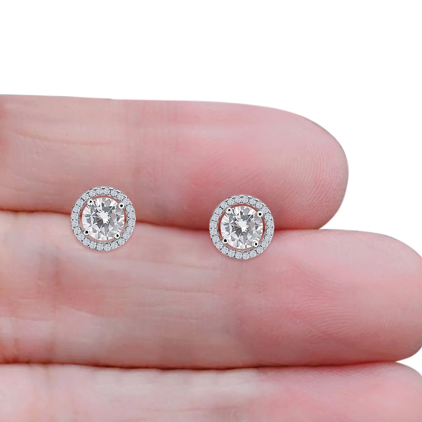 Round Halo Stud Earring