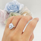 Heart Halo Moissanite Bridal Promise Ring 925 Sterling Silver