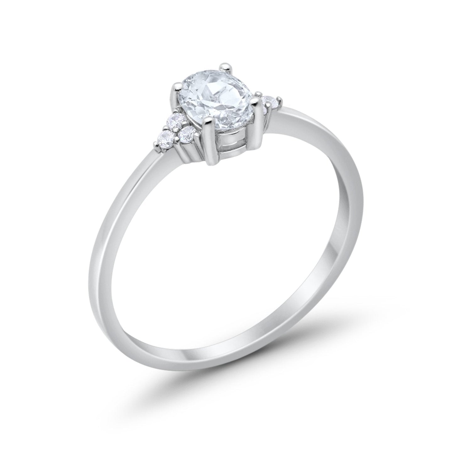 Art Deco Oval Simulated Cubic Zirconia Engagement Ring