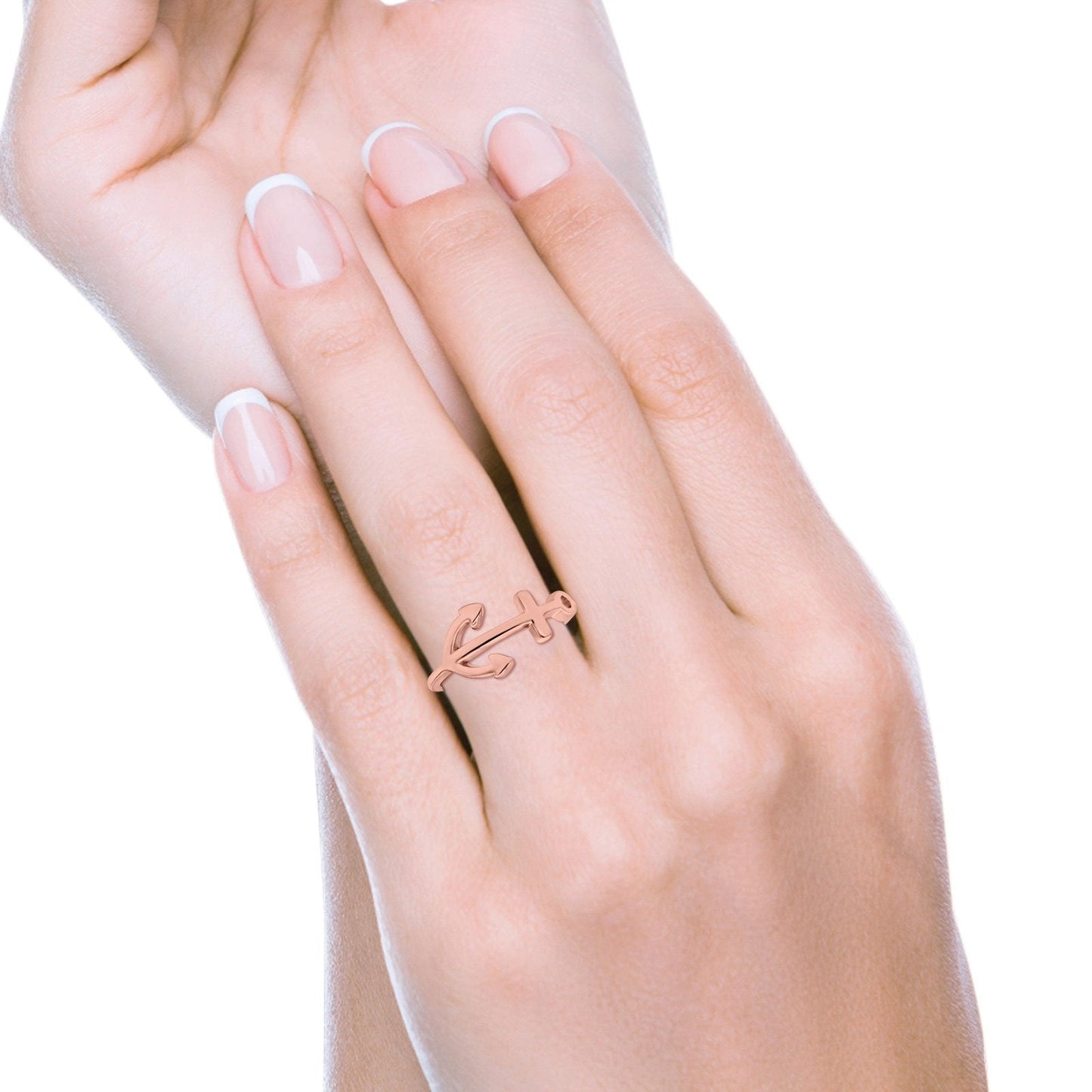 Anchor Band Rose Tone Thumb Ring (10mm)