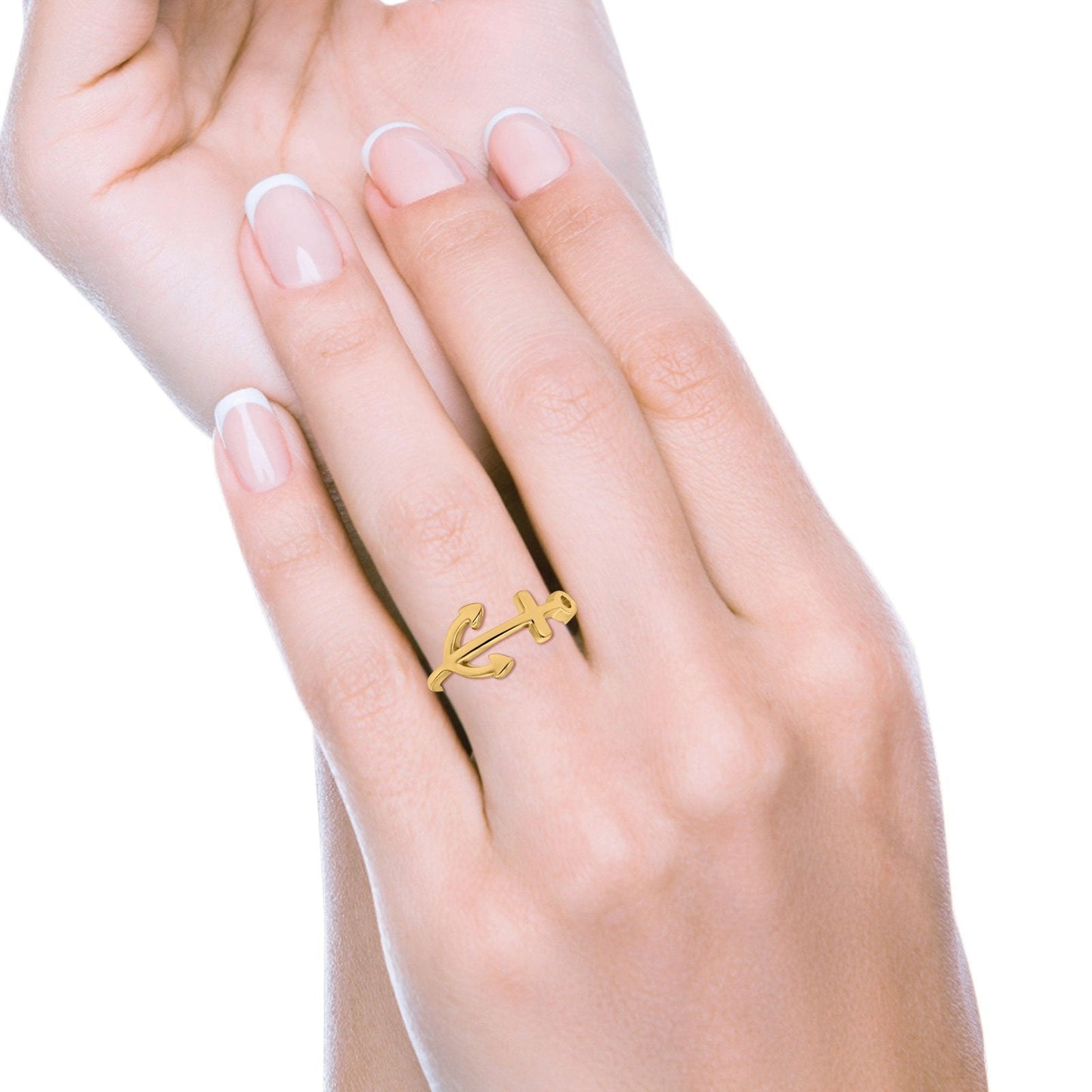 Anchor Band Yellow Tone Thumb Ring (10mm)