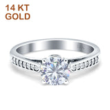 14K White Gold Round Milgrain Cubic Zirconia Ring