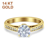 14K Yellow Gold Round Milgrain Cubic Zirconia Ring