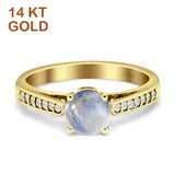 14K Yellow Gold Round Natural Moonstone Vinatge Style Wedding Ring