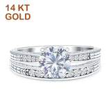 14K White Gold Round Two Piece Cubic Zirconia Bridal Ring