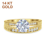 14K Yellow Gold Round Two Piece Cubic Zirconia Bridal Ring
