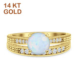 14K Yellow Gold Round Two Piece Lab Created Yellow Opal Bridal Ring