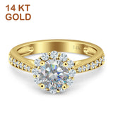 14K Yellow Gold Round Moissanite Floral Art Deco Ring