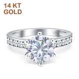 14K White Gold Round Cubic Zirconia Vintage Style Ring
