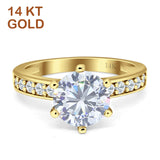 14K Yellow Gold Round Cubic Zirconia Vintage Style Ring